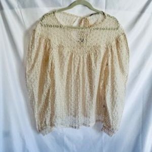 Zara cream sheer top long sleeves sz S. New